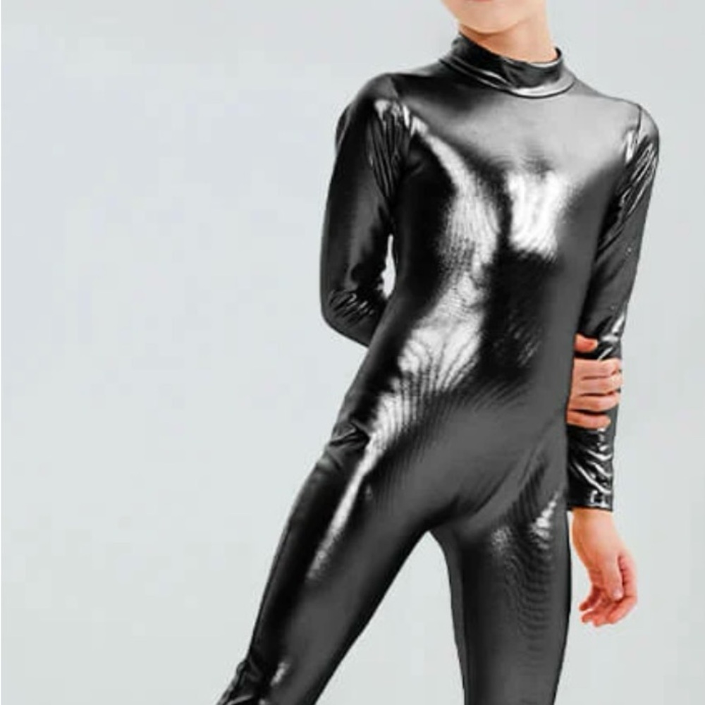Kids Black Metallic Bodysuit